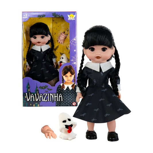 Boneca Vavazinha Com Mãozinha E Fantasminha (Inspiração Série Wandinha)