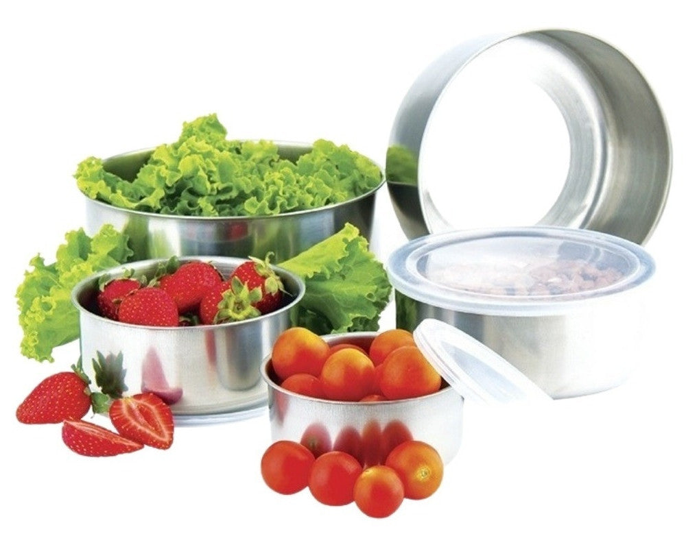 Conjunto De Tigelas Aço Inox 5 Peças Com Tampa Resistente