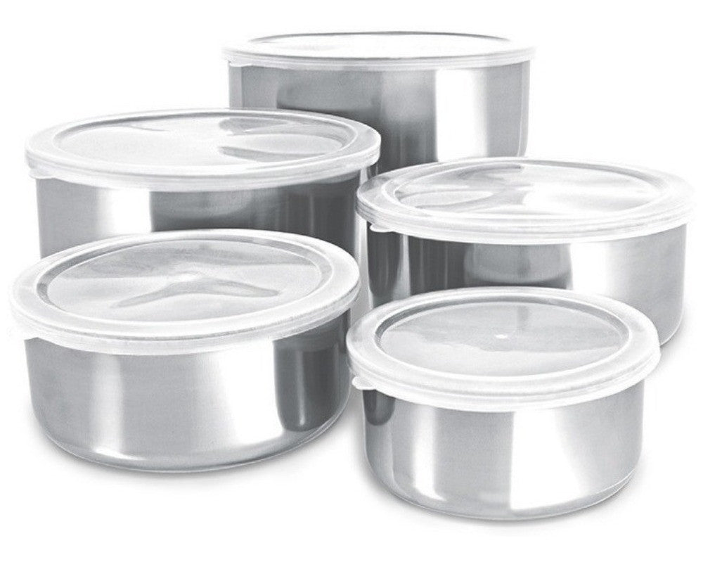 Conjunto De Tigelas Aço Inox 5 Peças Com Tampa Resistente