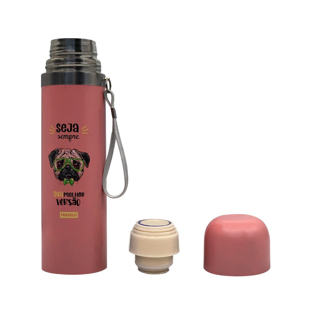 Garrafa Color Estampa Pet Inox 480ml - Rosa