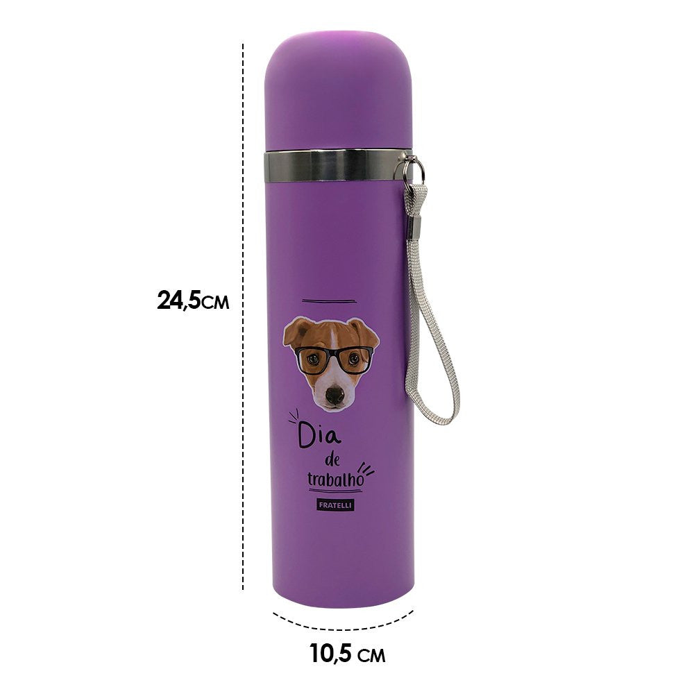 Garrafa Color Estampa Pet Inox 480ml - Roxo