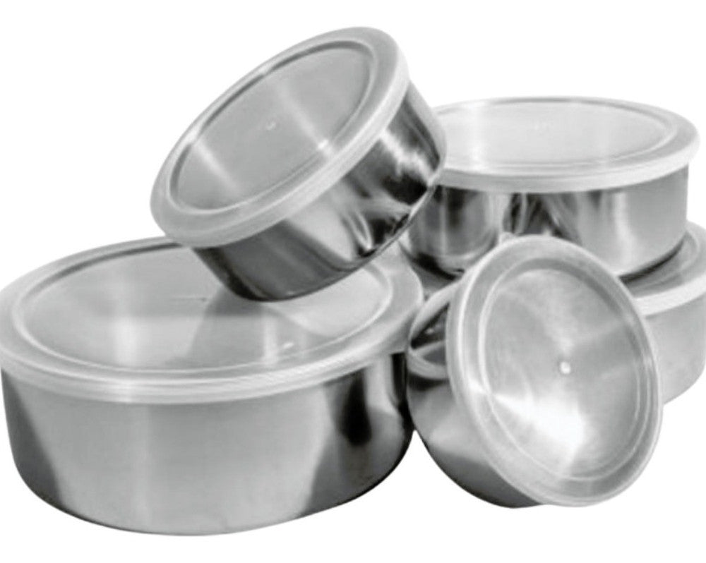 Conjunto De Tigelas Aço Inox 5 Peças Com Tampa Resistente