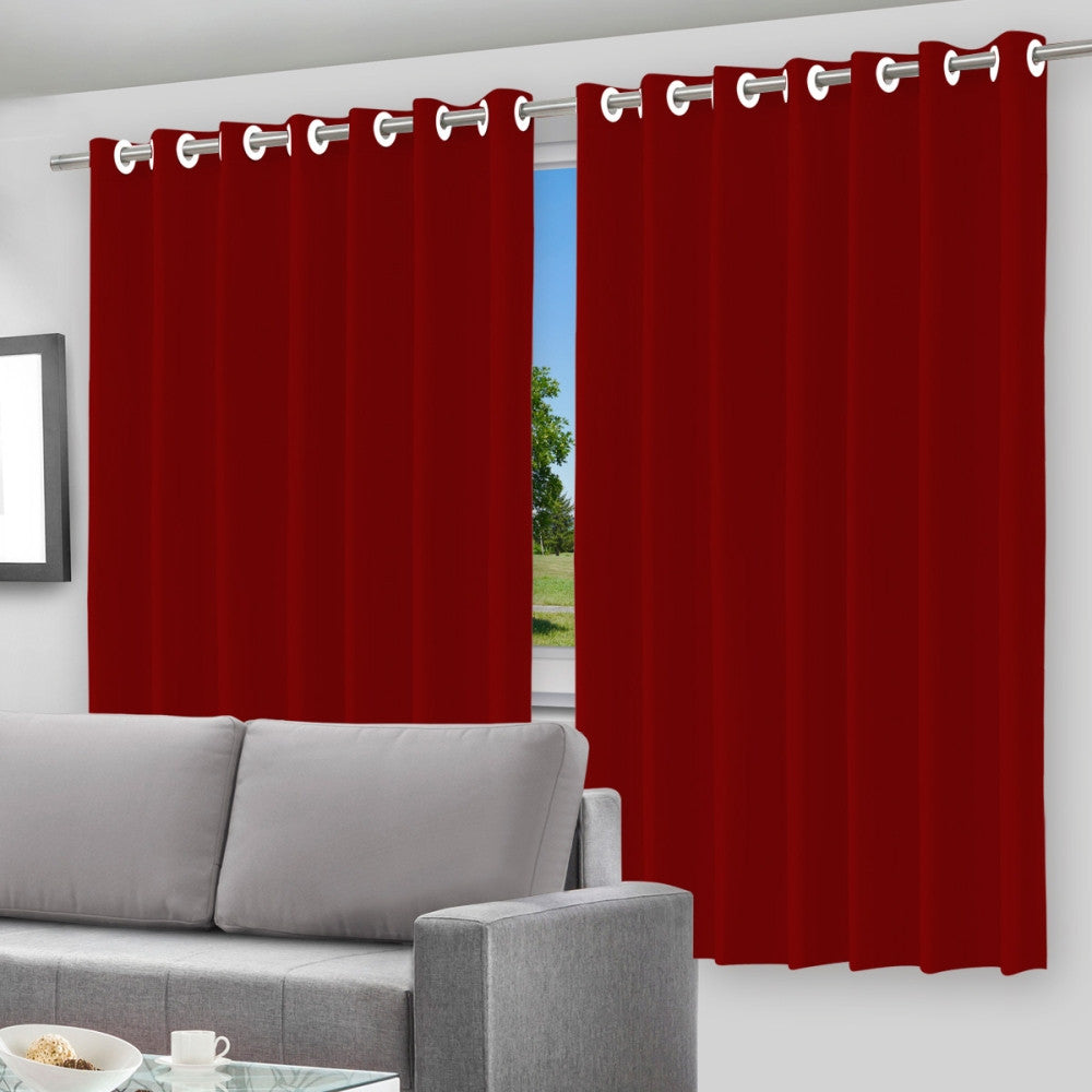 WE DROP - Cortina Blackout com Forro 2 em 1 Voil Vermelho com ilhos - 280x220cm