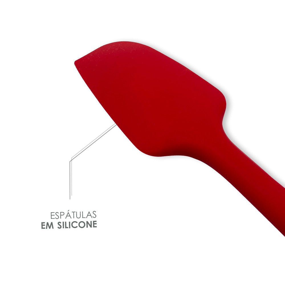 WE DROP - Conjunto De Espátulas E Pegador Em Silicone Unyhome 5 Peças - VERMELHO