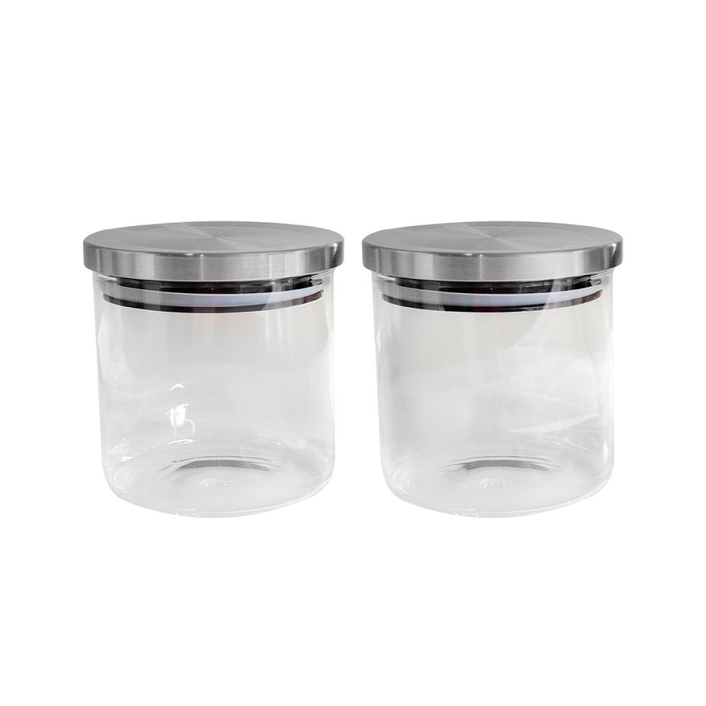 Conjunto de Potes de Mantimentos com 5 Peças de Vidro e Tampa de Inox