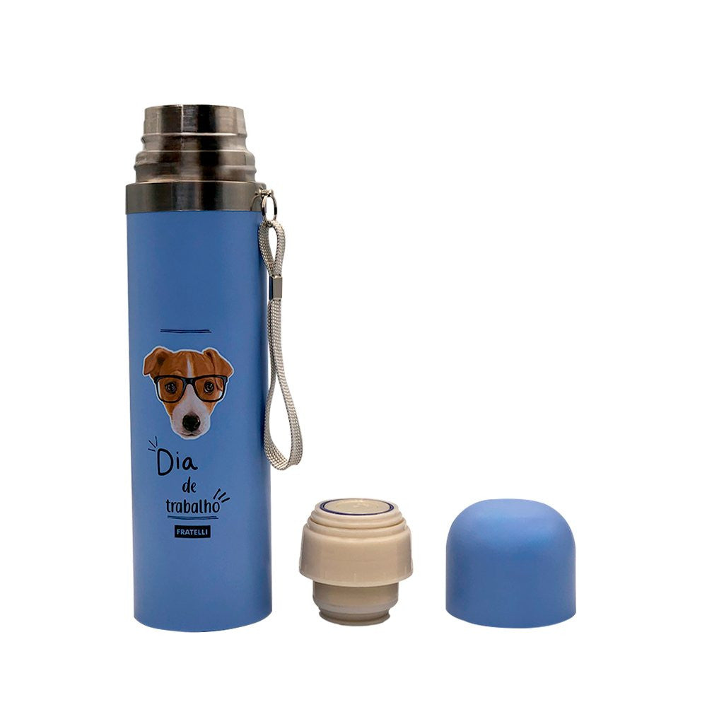 Garrafa Color Estampa Pet Inox 480ml - Azul