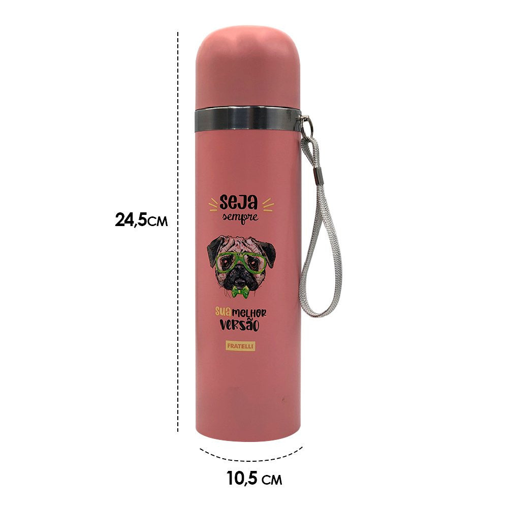 Garrafa Color Estampa Pet Inox 480ml - Rosa