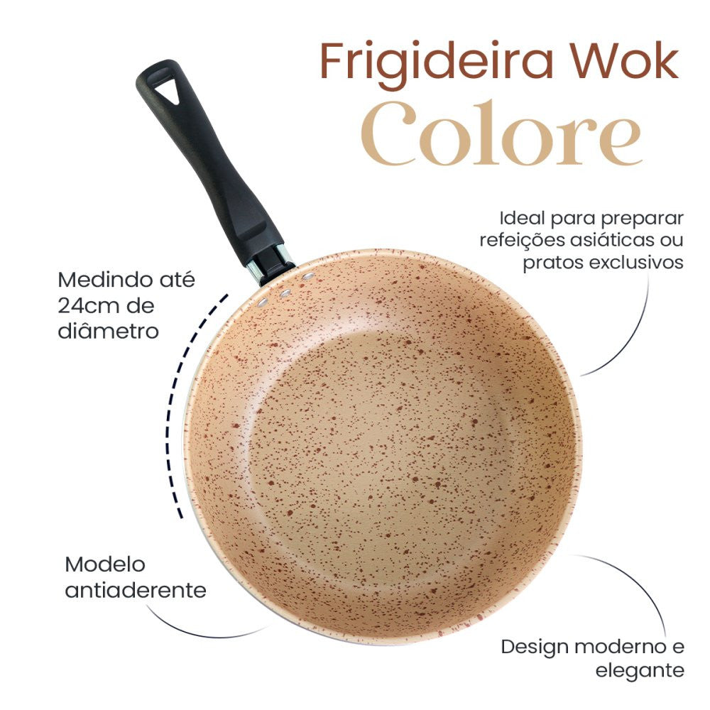 Frigideira Colore WOK 24cm Bege Stone