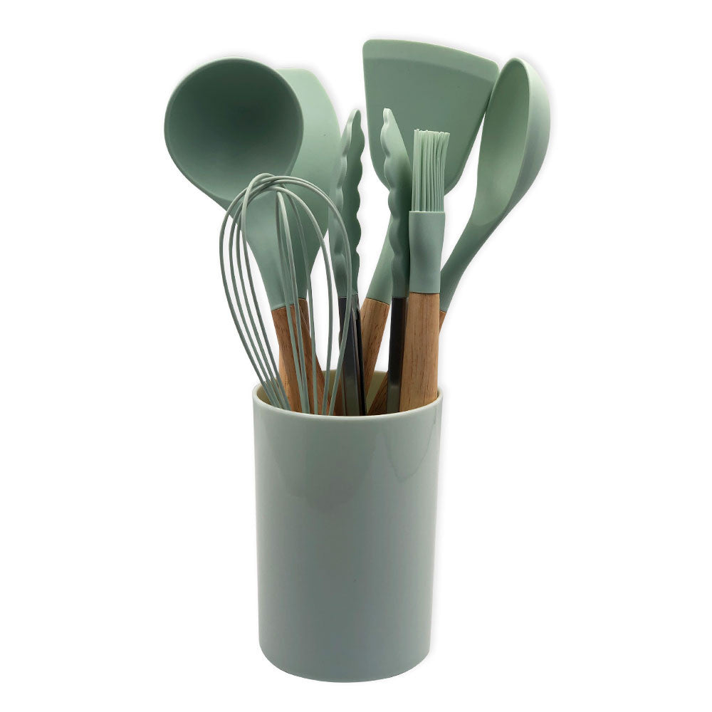 Conjunto de Utensilios Silicone 8 Peças - Verde Claro