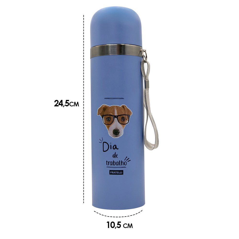 Garrafa Color Estampa Pet Inox 480ml - Azul