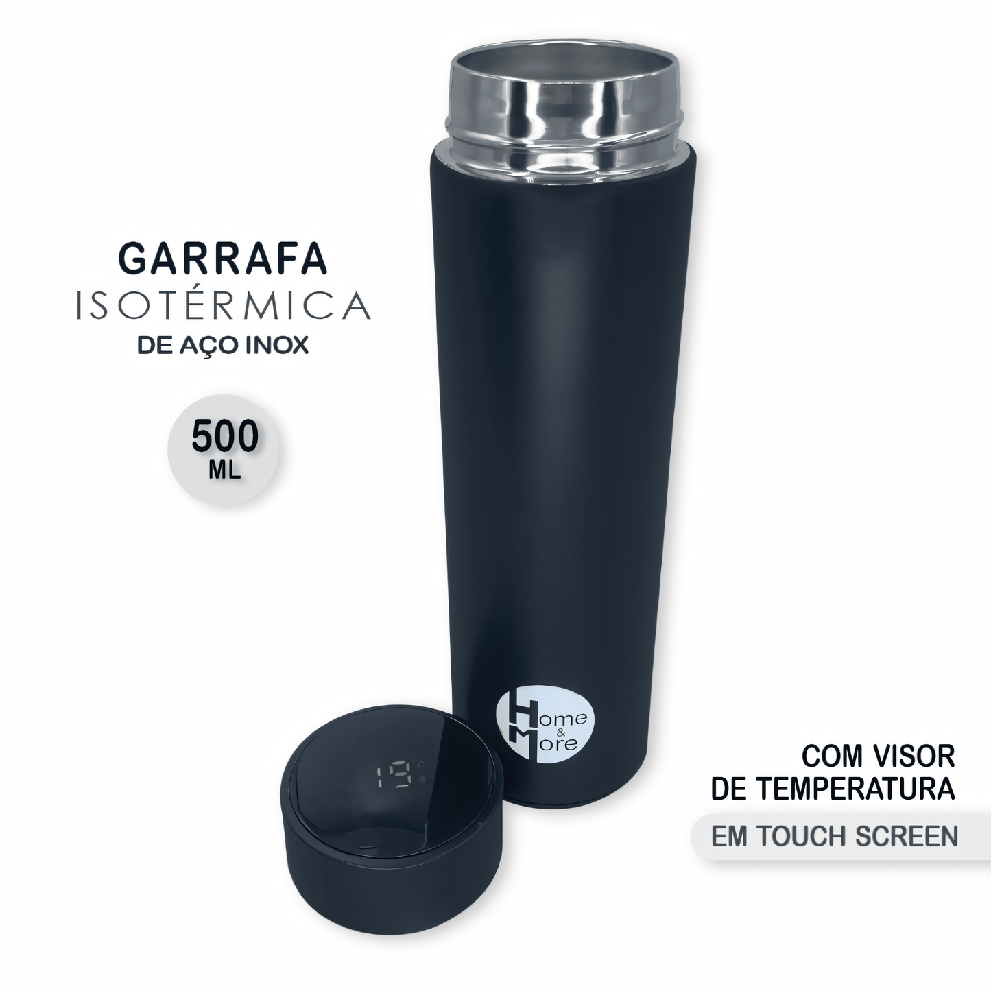 Garrafa Isotérmica em Aço Ínox 500ml - Preto